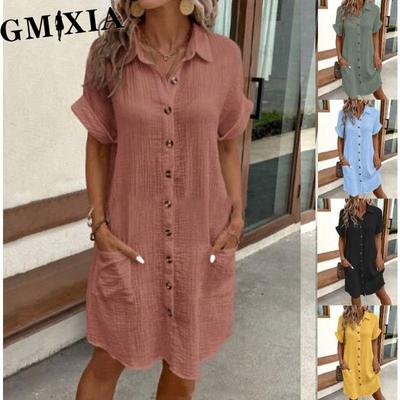 Damenmode Sommer Frühling Kurzarm Polo-Ausschnitt Freizeitkleider