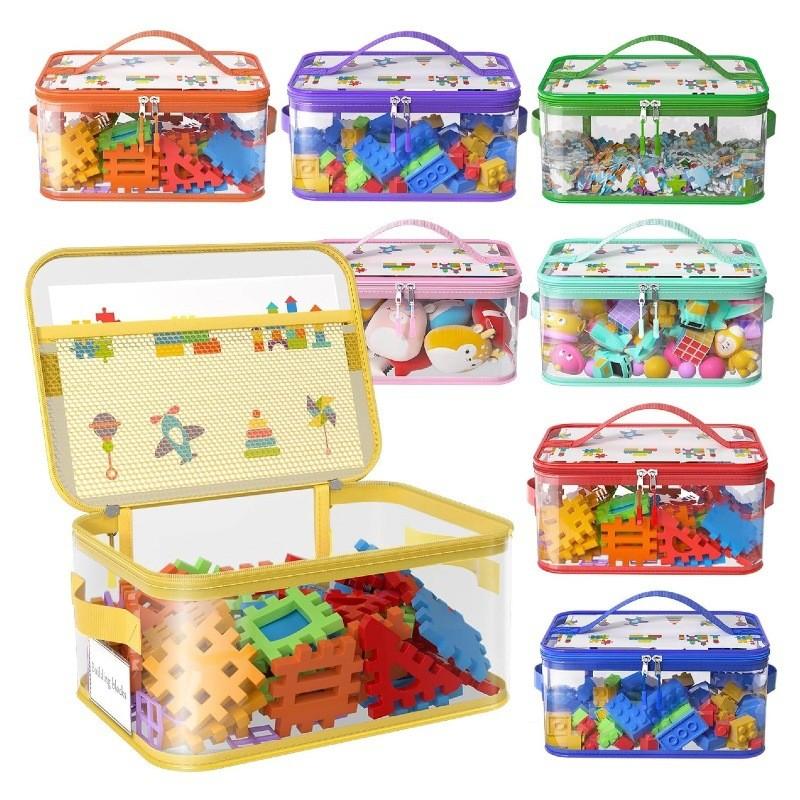 Storage Bag Large Capacity Kids Toy Organizer With Clear Pvc For Home Playroom