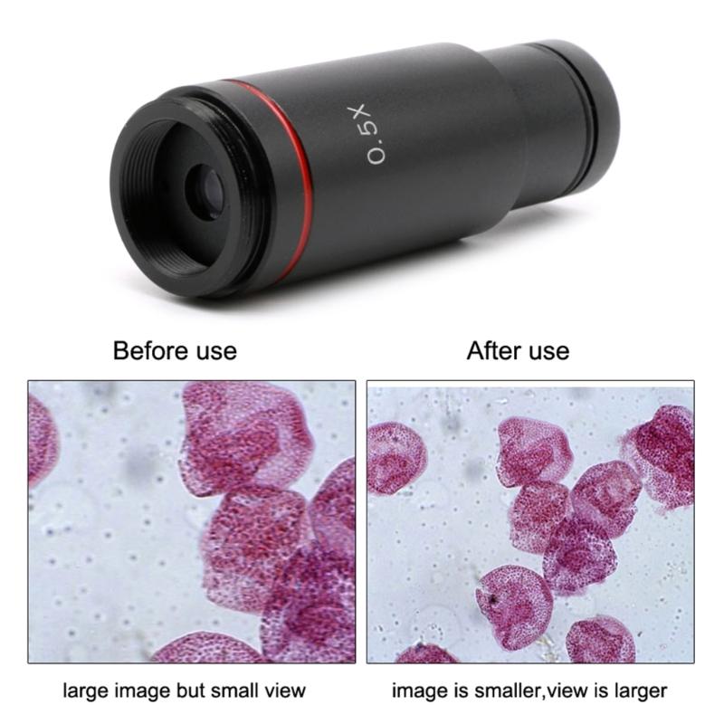 Microscope Adapter 0.5X C Mount Lens Adapter 23.2mm Ports for CCD Camera and Digital Eyepiece