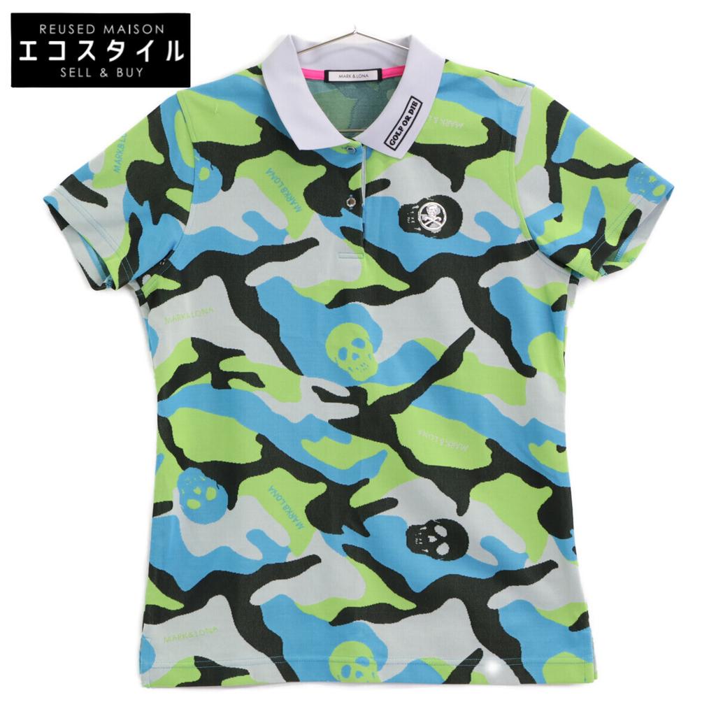 MARK&LONA MLW-1B-AP30 Blue Skull Camouflage Polo Shirt tops 40 BlueUsed