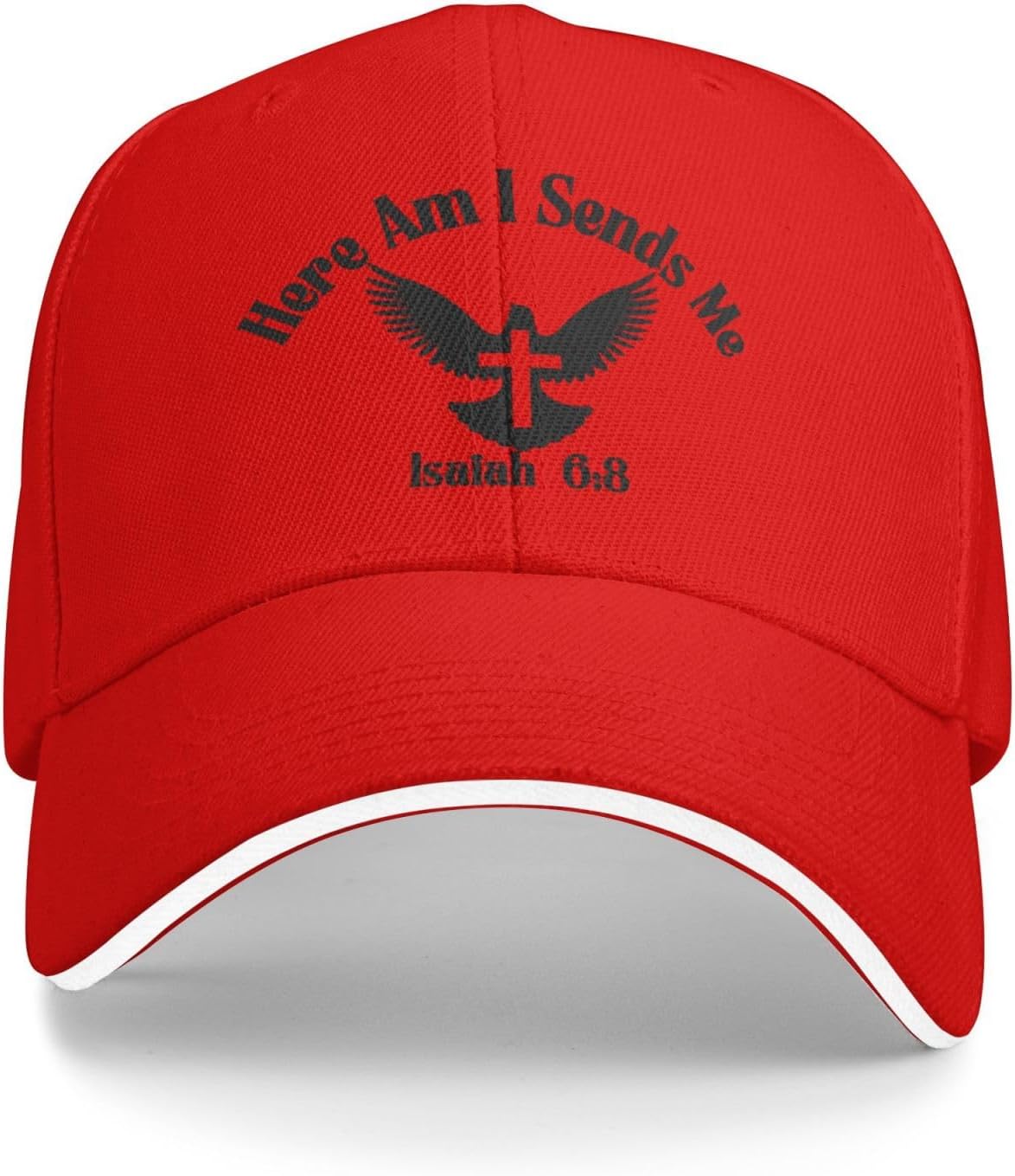 Here Am I Send Me Christian Dove Cross Baseball Cap Polyester Adjustable Outdoor Adult Unisex Hat One Size