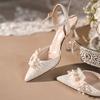 Mode 2025 Sommermode Pailletten Strass Perlen Blumen Damen Pumps Elegant Spitz High Heels Sommer Hochzeit Brautschuhe