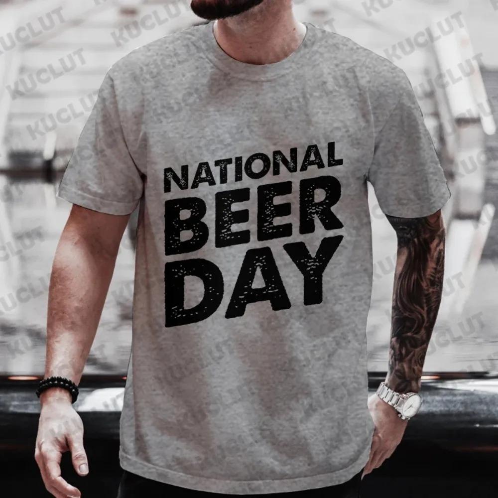 International Beer DAY Graphic T Shirt for Men Summer Short Sleeve Tees Male Drinking Party Oversized Y2k Clothes Streetwear