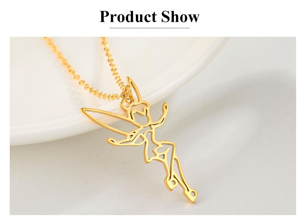 Cazador Gold Color Stainless Steel Fairy Angel Choker Necklace for Women Pendant Chain Necklace Birthday Anniversary Gifts