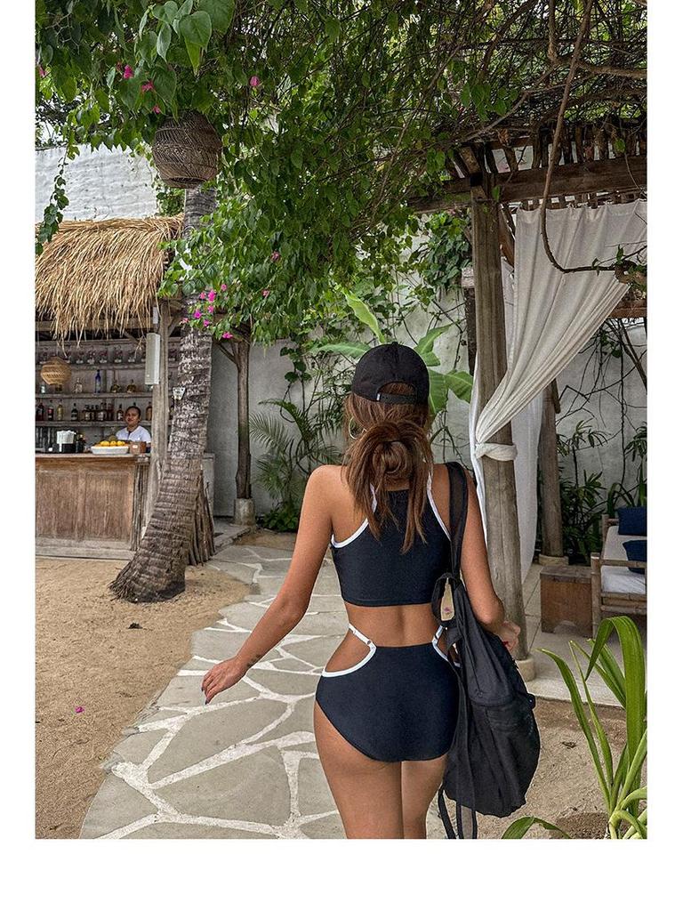 2023 High Waist Tummy Control Cutout Bikini: Push-up, Solid Color, Vacation-Ready Swimsuit for Women