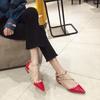2025 Spring Summer Shoes Women Low Heels Fashion Brand Pointed Toe Rivets Elegant Ladies Heel 3cm Black Red Plus Size 41