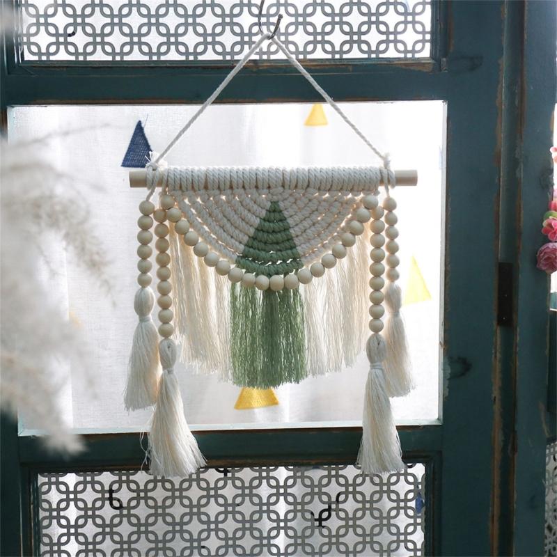 Bohemian Macrames Wall Hangings Woven Tapestrys Cotton Handmade Bohemian with Tassels Craft Ornament