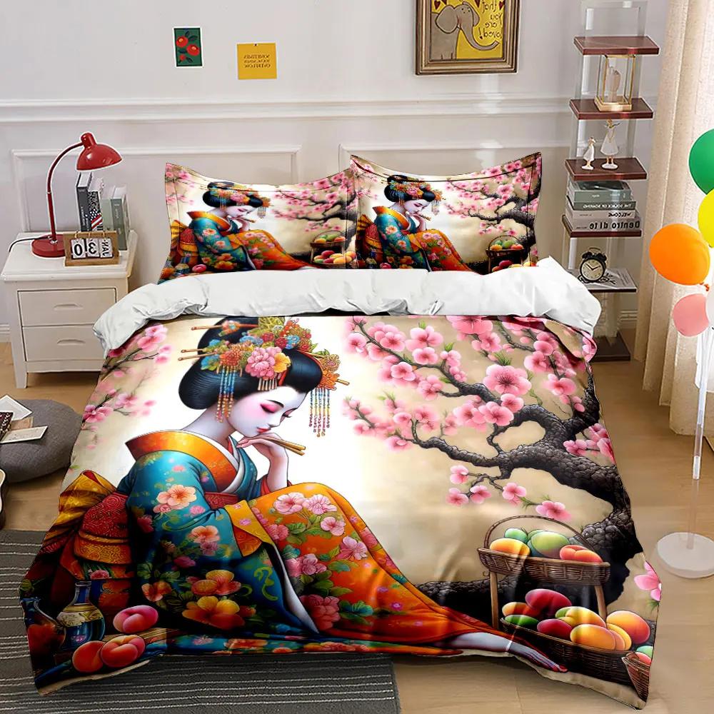 "Japanese Decor Set Cherry Blossoms" Soft Comfortable Duvet Cover Bedding Set Included 1*Duvet Cover & 2*Pillowcases gift