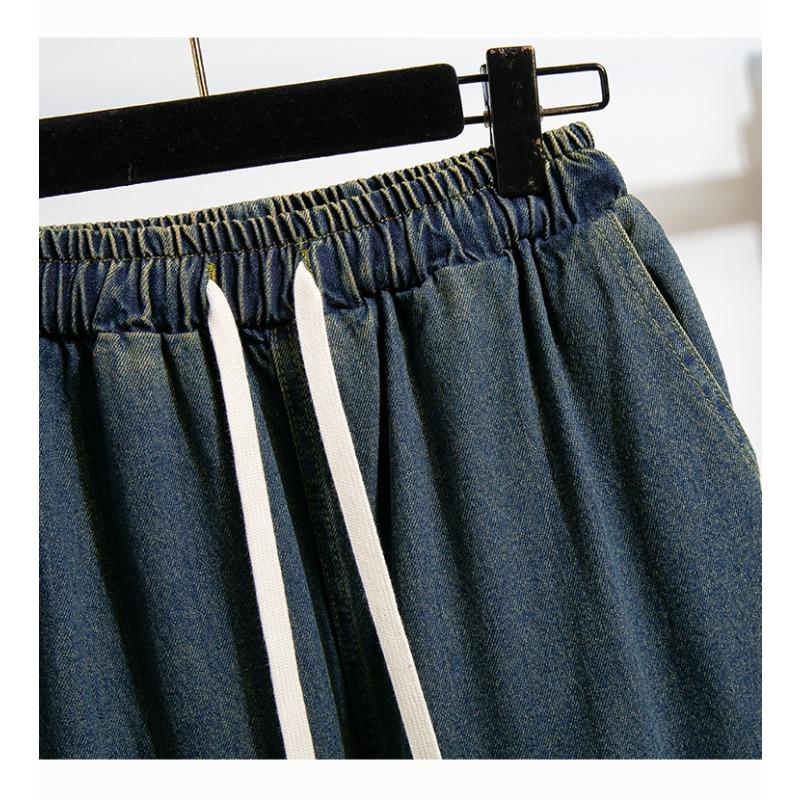 DIMANAF Plus Size Women Jeans Long Pants Thick Denim Cotton Loose Casual Elastic Waist Vintage Lady Winter Autumn
