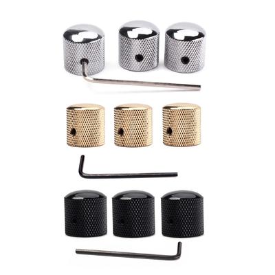 3 Pièces Boutons de Potentiomètre pour Guitare Électrique Basse Boutons de Contrôle Volume Tonalité Capuchons Boutons Dôme Métalliques Pièces de Rechange