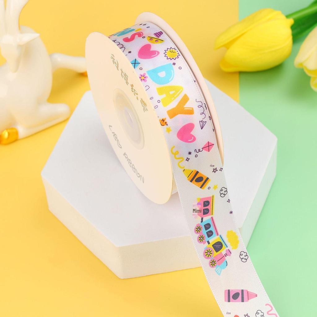 100 Yards Geburtstags-Cartoon-Band für Kuchen- und Geschenkboxverpackung