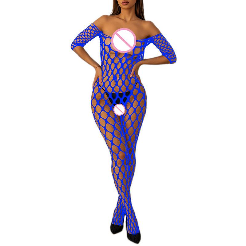 Large Fishnet Bodystocking Open Crotch Full Body Lingerie Sheer Mesh Erotic Bodysuit for Women Sexy One-Pieces Fetish Costume