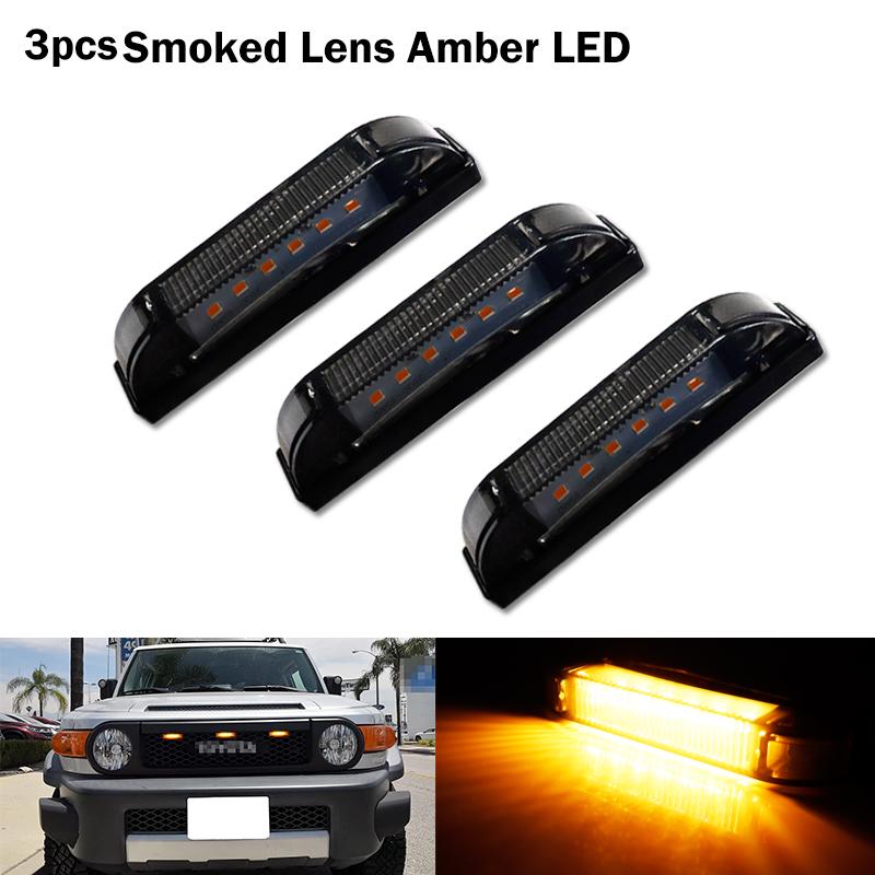 3er Set Superhelle Bernsteinfarbene LED-Mittelgrill-Tagfahrlicht/Positionslicht für 2007-2014 Toyota FJ Cruiser Park-/Fahrlicht 12V