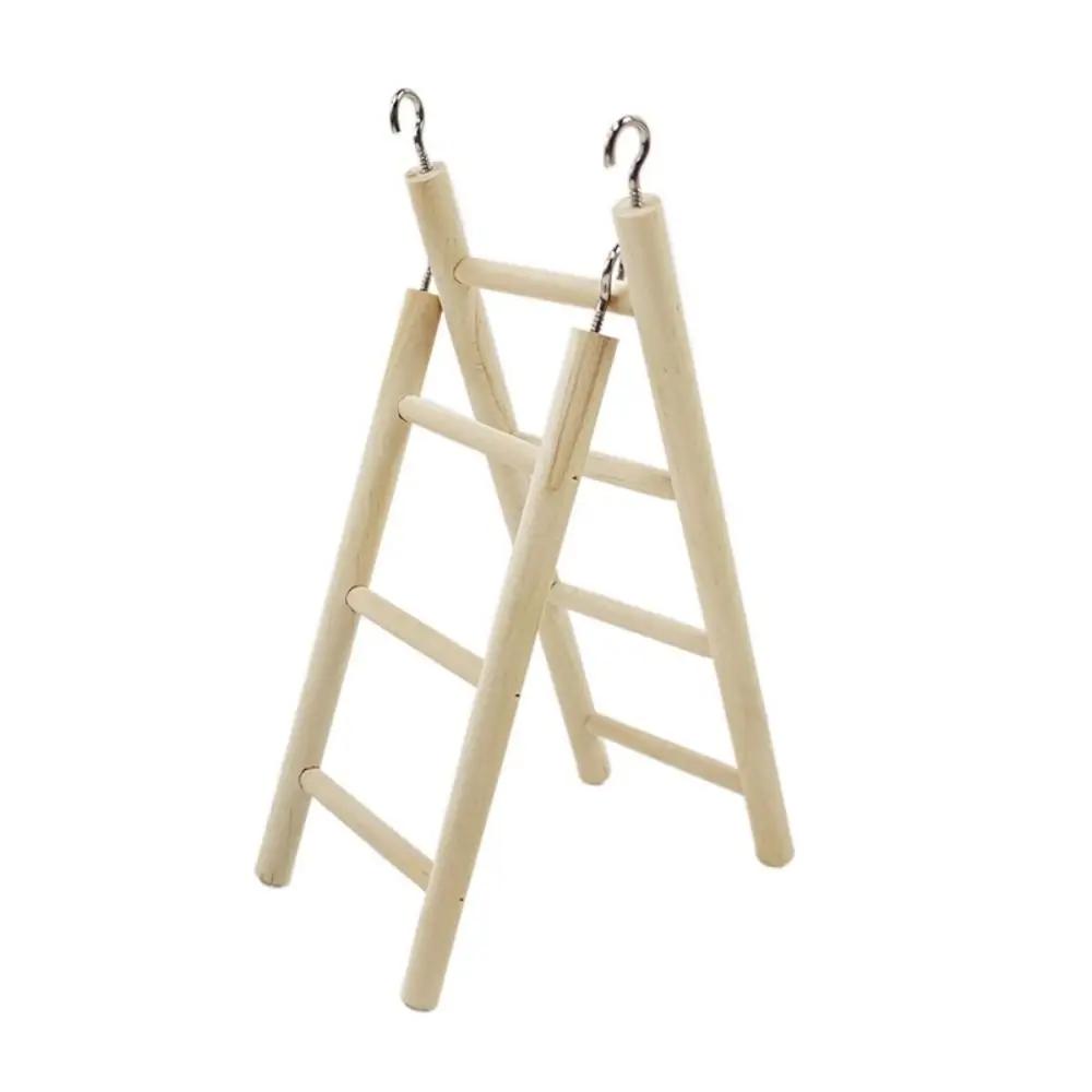 Wooden Bird Cage Funny Staircase Pets Accessories with Hooks Multisize Simple Parrot Cage Toy Myna Climbing Toys Frame Parrot