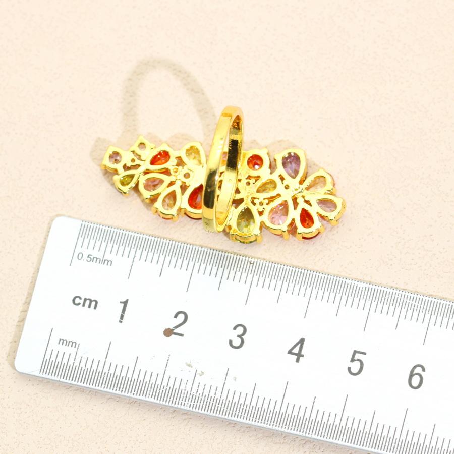 Luxury Multicolor Crystal Gold Plated Jewelry Sets Earrings Necklace Pendant Ring Bracelet Jewellry For Women Wedding Gift