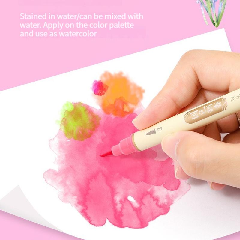 6pcs/set Classic Style Colors Double Tip Marker Pens Line Drawing Watercolor Pen for Calligraphy Student Art Painting School Stationary