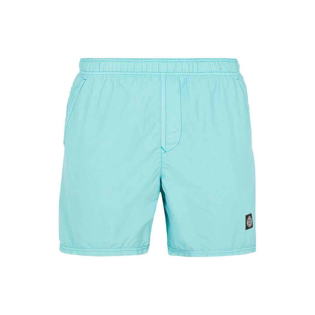 Stone Island Ss23 Brand Logo Patch Straight Leg Casual Shorts Men shorts Light-Blue 1015B0946-V0041 XL