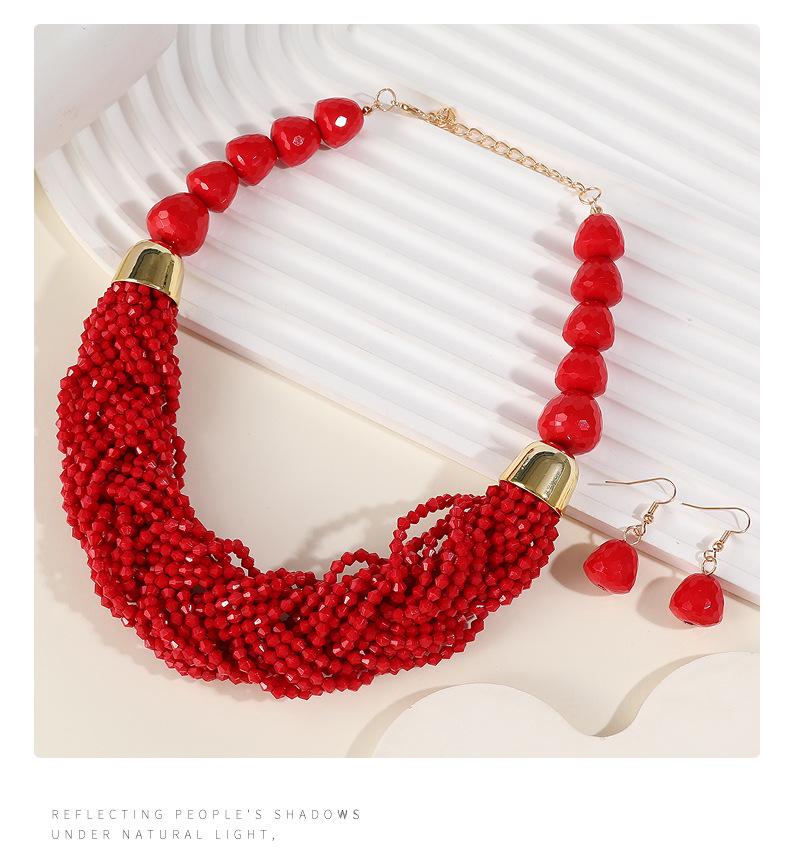 Bohemian Multi-Layer Beaded Necklace Set: Cross Weave & Retro Ethnic Style for Women