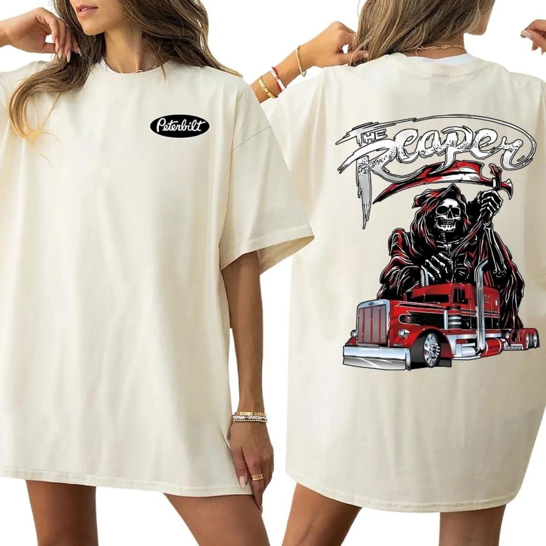 

Reaper Peterbilt Truck Tee Graphic Cotton T-shirt Unisex Summer Short Sleeve Fashion Brand Tee Luxury Casual Vintage Retro Tops 4XL