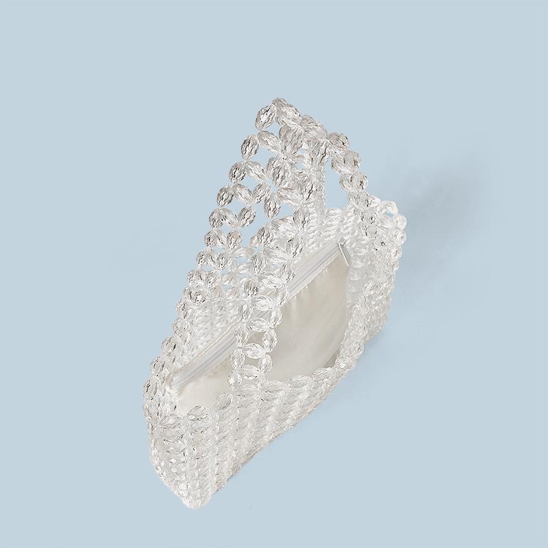 Handgefertigte transparente Damen-Tragetasche mit Kristallperlen