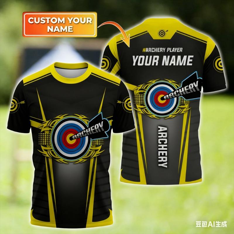 Lustige Herren-T-Shirts Mode Personalisierter Name Kurzarm-Tees Lässige O-Ausschnitt Lockere Oberteile Bogenschützenverein Teamkleidung