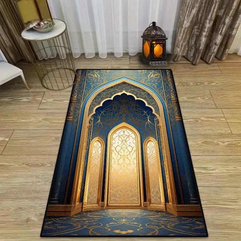 Islam Muslim Prayer Mat Living Room Decor Anti-slip Carpets Bedroom Bedside Soft Rug Entrance Doormat Machine Washable Carpet