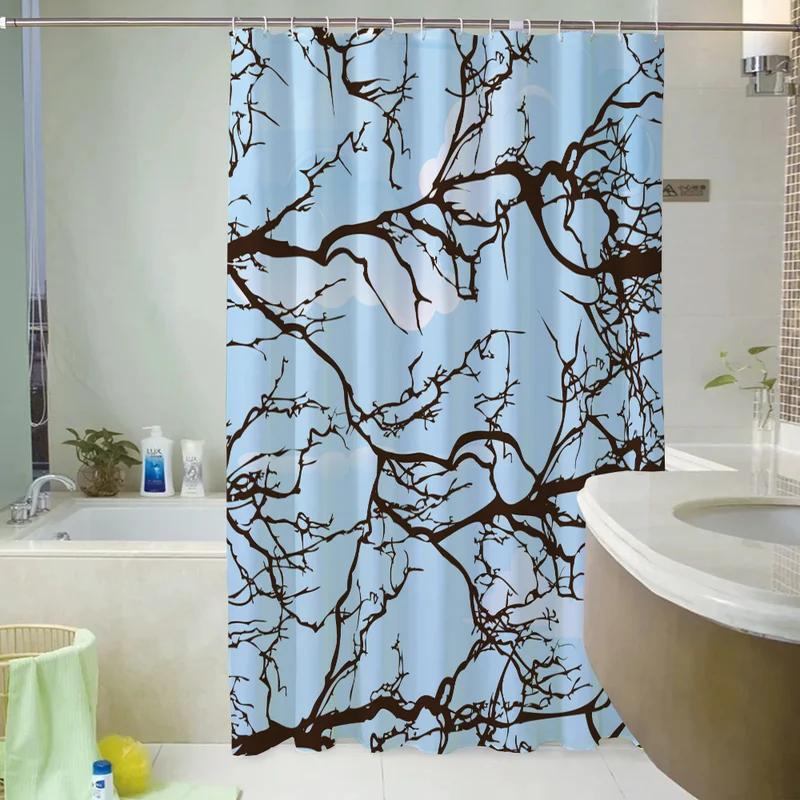 Plum Blossom Bathroom Shower Curtain Waterproof Curtains for the Home Folding Partition Accessories Bath Bedrooms Houses RoXT6