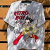 Baumwolle Bequem Kurzarm Klassisch Comic Astro Boy Bedruckte Kurzarm Trendige Street Kurzarm Y2K