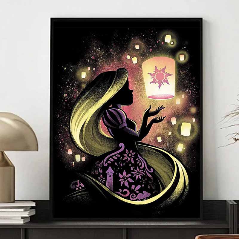 Disney Diamond Painting Rapunzel Silhouette Illustration DIY Kit for Adults Home Decor and Gifts