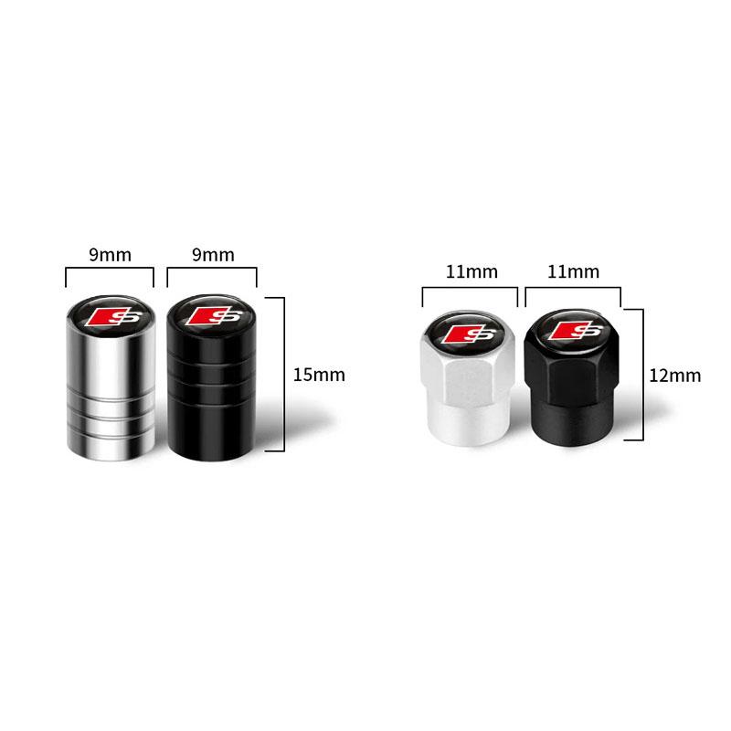 4Pcs S Sports Logo Car Wheel Tire Valve Caps Cover Accessories For Audi A6 C7 A7 Q3 Q5 Q7 S3 RS6 RS7 A1 A2 A3 A4 B8 8P B9 8V A5