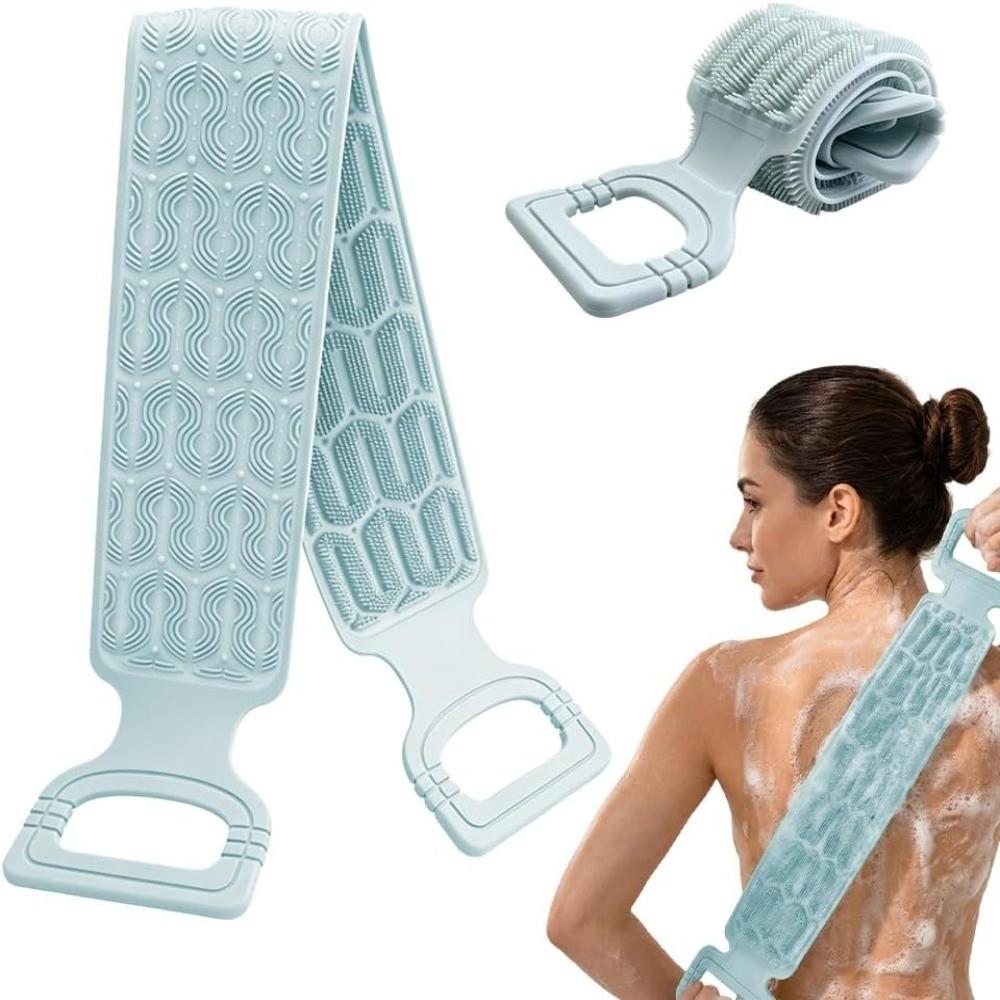 Long Strip Silicone Body Scrubber Double-Sided Exfoliating Bath Towel For Men & Women