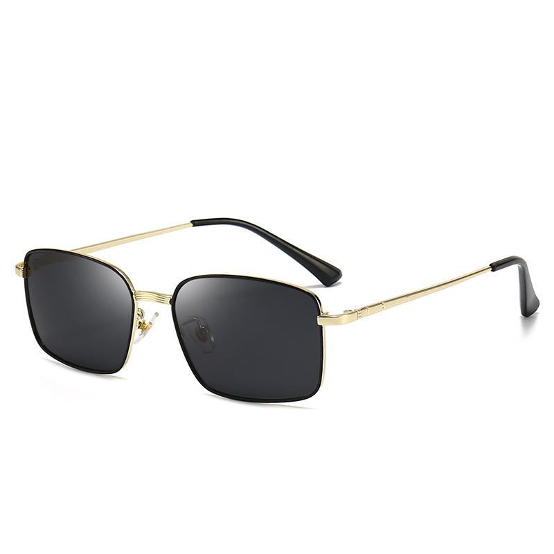 Vintage Metal Square Frame Polarized Sunglasses, Face Slimming & Versatile Style With UV Protection 5047