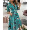 Modisches Langarm-Print-Bodycon-Kleid Damen Elegantes Partykleid