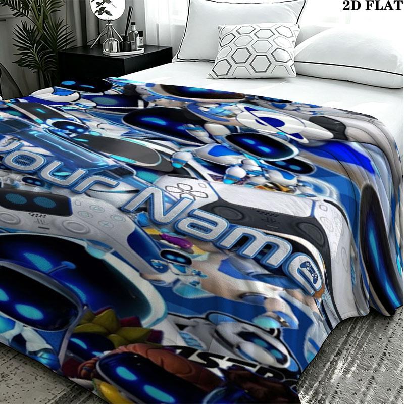 1PC ASTRO BOT Custom Name Patterned Flannel Blanket Suitable For All Seasons for Home Decor Warmth and Comfort Gifts Holiday Present