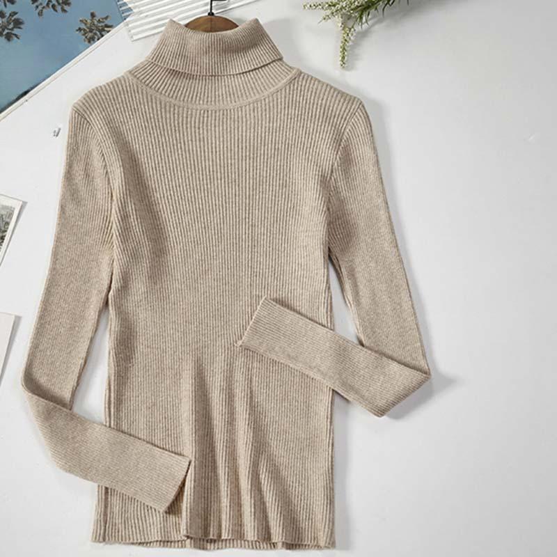 Koszula z dzianiny z wysokim kołnierzem i golfem Wczesna jesień Klasyczny uniwersalny sweter z dzianiny z golfem