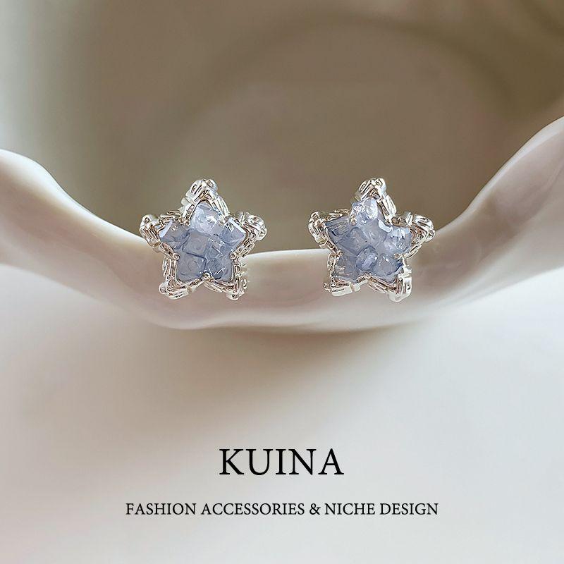 

Серьги-пусеты «Синяя звезда» Женские серьги-гвоздики из стерлингового серебра с кристаллами 2025 Новое поступление Самые продаваемые Нарядные Уникальные Изящные Украшения для ушей Picture Color(S925 Silver Needle)