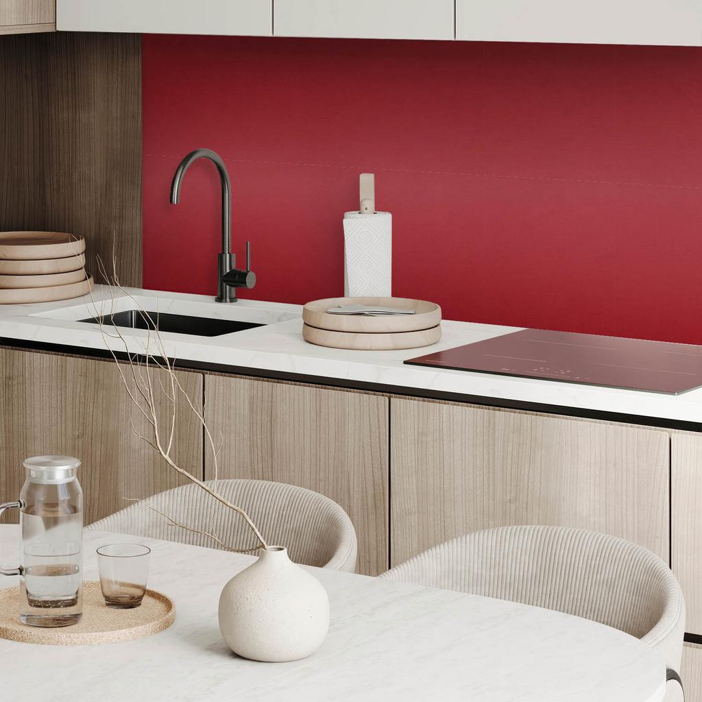 Decorative Vinyl Wall Tiles with Burgundy Print 9X30X30 Cm