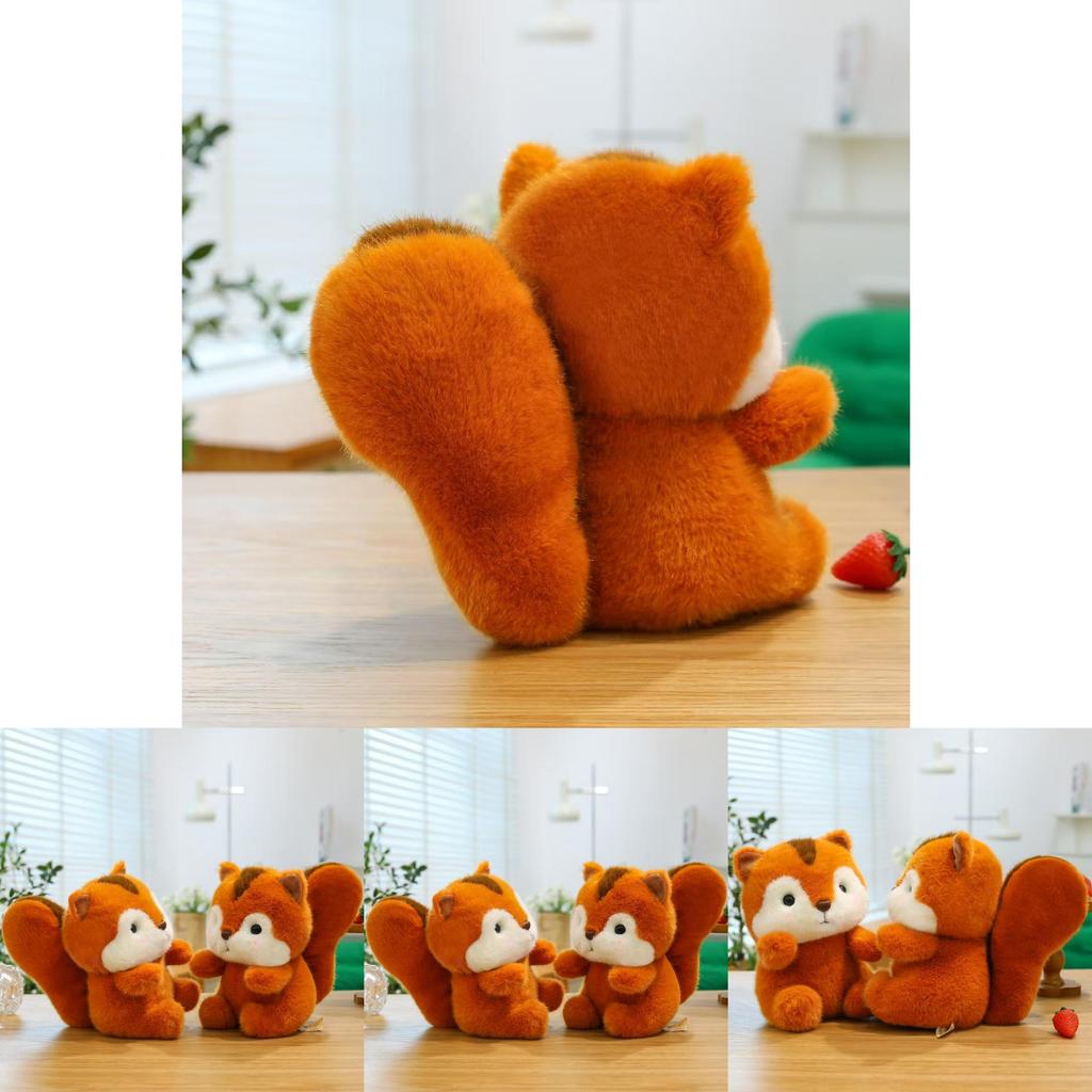 Squirrel Plush Toy Short Pile Plush Animal Doll Gift For Kids