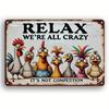 Unrivaled "Relax & Enjoy Life" Sign | Colorful Chicken Wall Decor, Weatherproof Iron, All Places Suitable