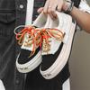 AFANTING Canvas-skor i Hongkong-stil: Herrtrendiga tofsar slitna kanter svartvita unisex parskor 258