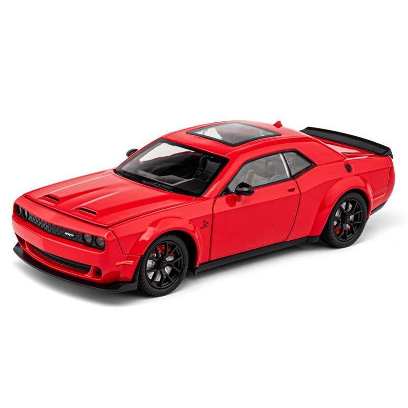Maßstab 1/24 Dodge Challenger Hellcat SRT Legierung Modellauto Diecast Metall Miniaturauto Ton und Licht Sammlung Kinderspielzeug Fahrzeug