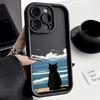 Case For Samsung Galaxy S25 Ultra S24 S23 S22 S21 S20 FE S21 Plus A55 A54 A35 A15 Cute Cat Watching The Sea Phone Cover