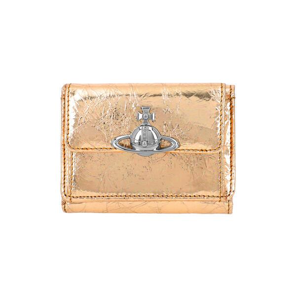Vivienne Westwood Metallic Crinkle Flap Pulse Small Wallet 5115002tw L00a7 R401