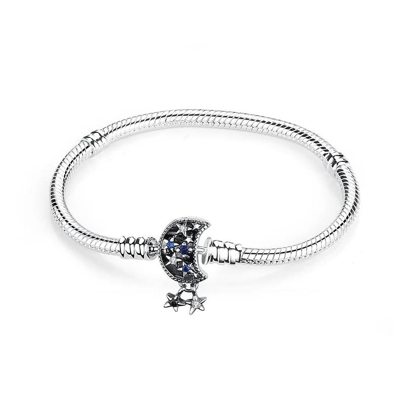 Originale 925 Sterling Sølv Armbånd Armbånd Krystallkule Kjærlighet Hjertelås Perler Charms Moments Armbånd For Kvinner DIY smykker
