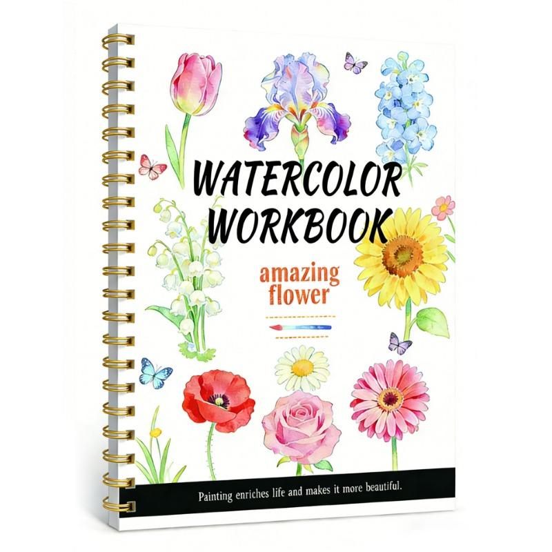 1BOOK explosive watercolor workbook beginner watercolor painting coloring book exquisite flower cotton coloring book