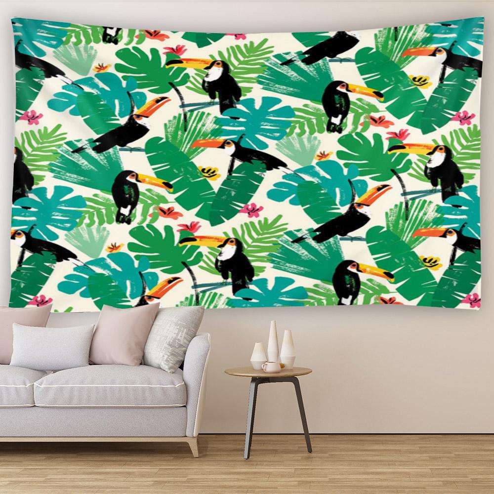 Simple and Fresh Leaf Wall Hanging Tapestry Art Decoration Blanket Curtain Hanging Home Bedroom Living Room Decoration Tapestry