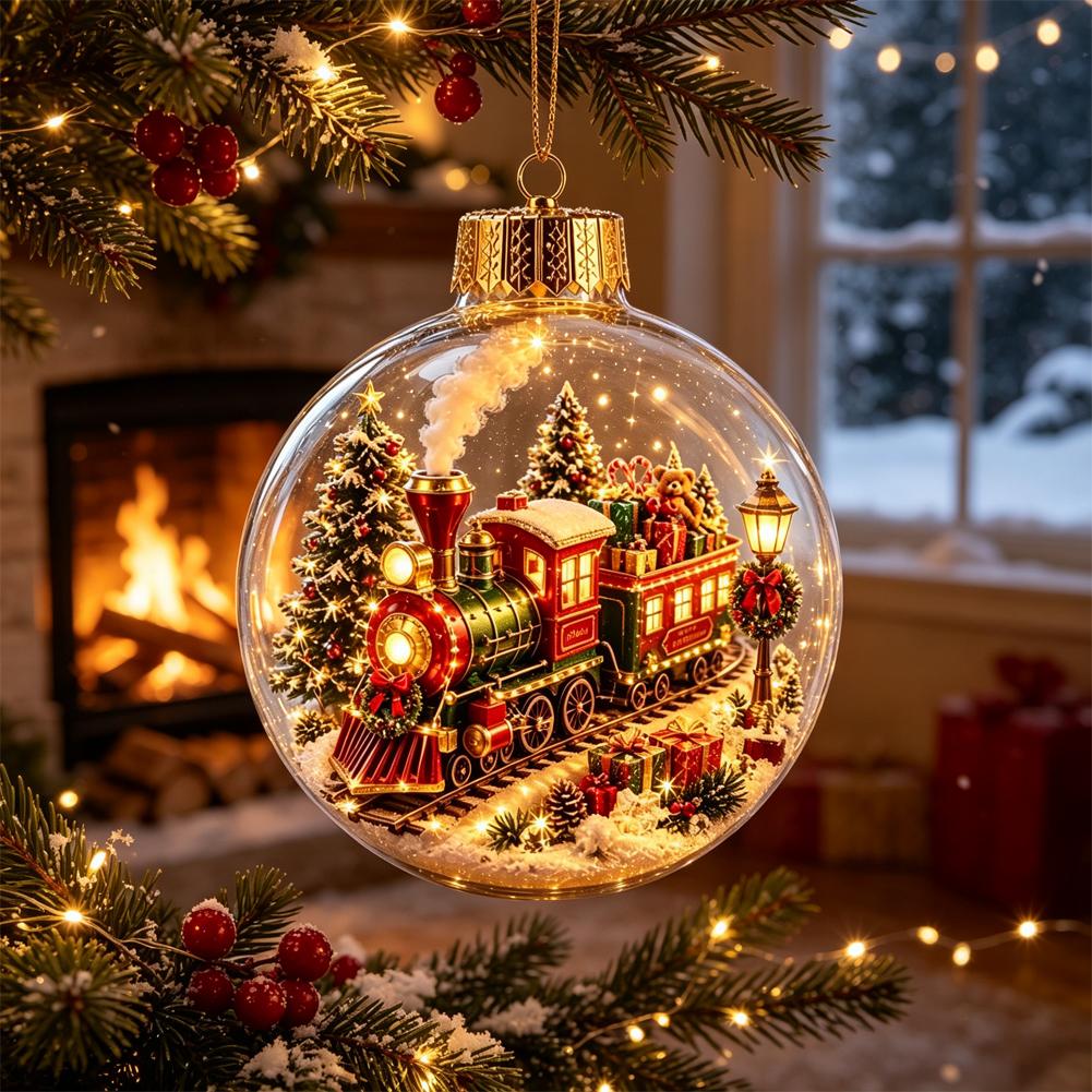 Decorazioni Luminose per la Storia di Natale 2026 Fai da te Nuovo Babbo Natale Pupazzo di Neve Alce Sfera di Cristallo con Polvere d'Oro Decorazione 1pz 2026