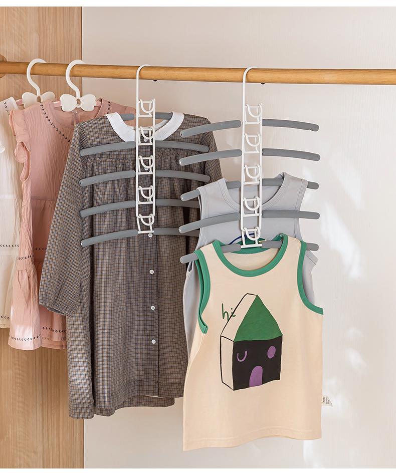 Space-Saving Children's Hangers: Multifunctional Baby Clothes Drying Rack with Hooks.
