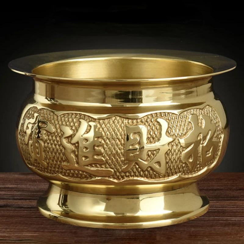 

1 шт. Чистая медная курильница для благовоний, храмовый буддийский зал, бытовые жертвенные принадлежности, аксессуары для фэн-шуй, домашний декор, предложение 17.8x10.5cm
