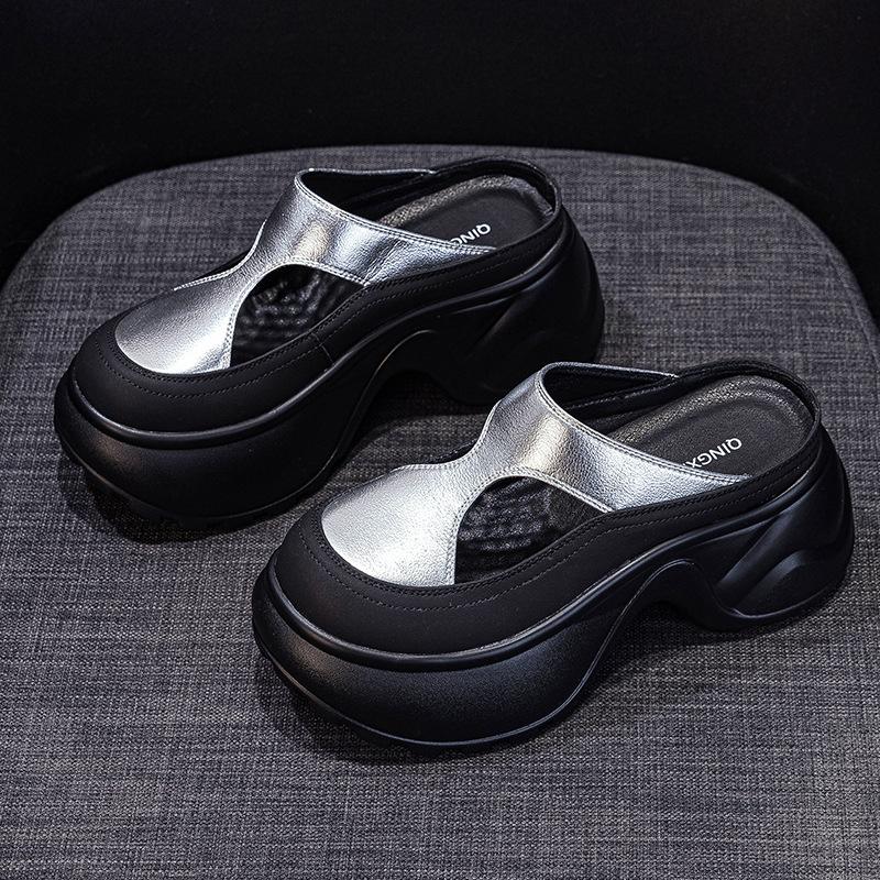 Small thick-soled bag head slippers women's 2025 new one-pedal lazy outer wear casual fashion versatile cool slippers